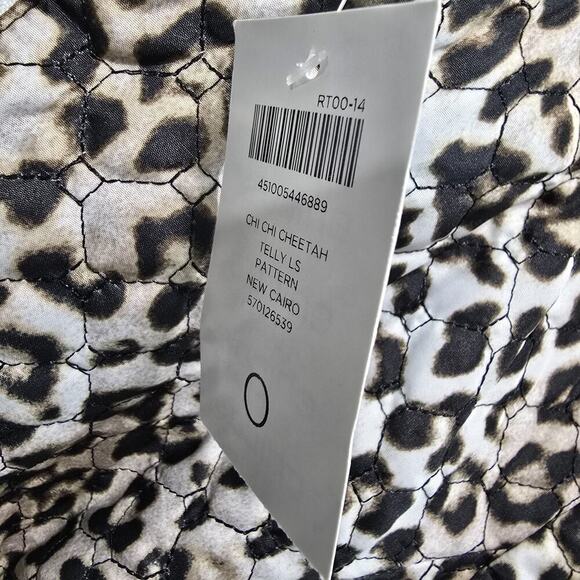 Chicos Jacket Womens Small 0 Brown Leopard Zip Quilted Bomber Puffer Cheetah - Picture 10 of 13